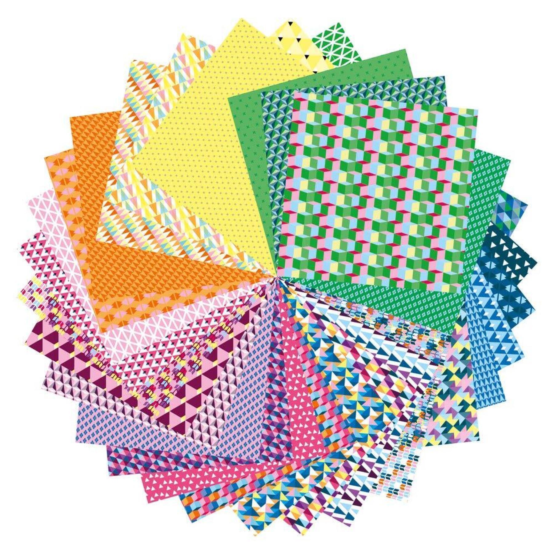 60 fogli di origami Avenue Mandarine Geometric 20 x 20 cm, 70g