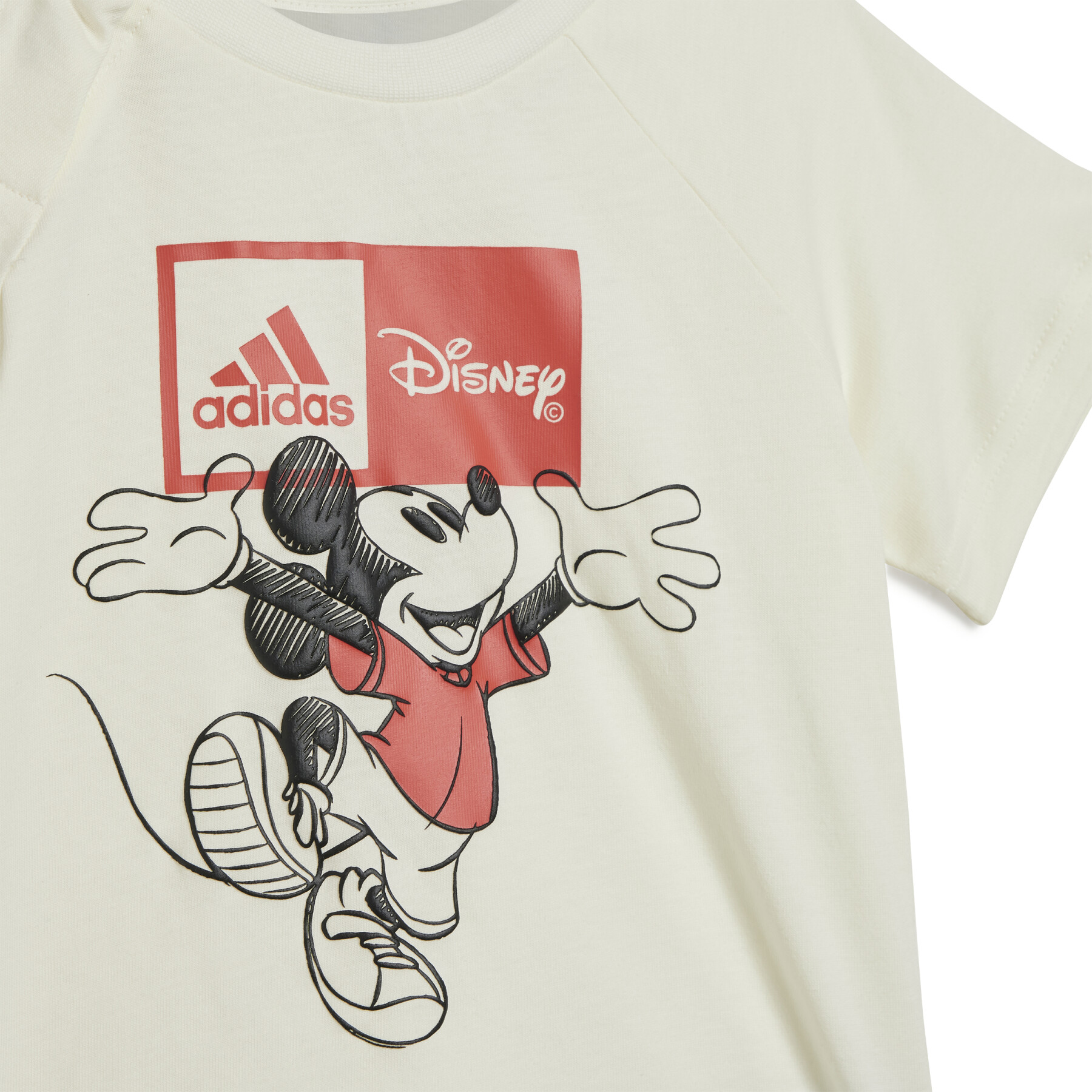 Set di maglietta, pantaloncini e bavaglino per neonati adidas Disney Mickey Mouse