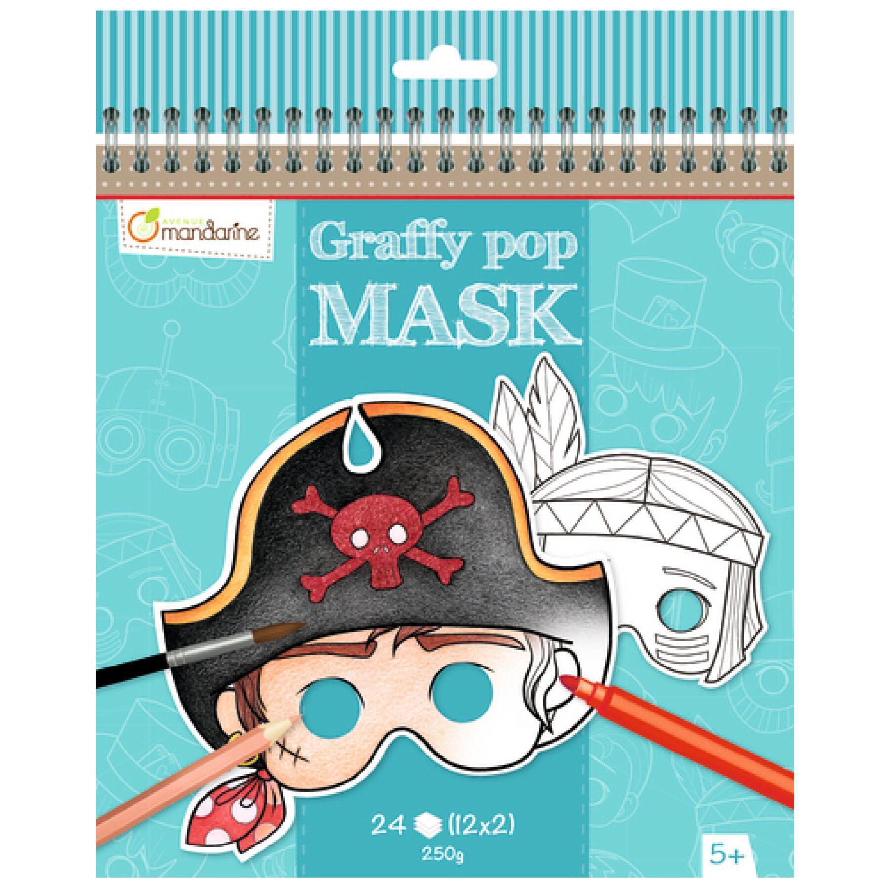 24 fogli da colorare e ritagliare per ragazzi Avenue Mandarine Graffy Pop Mask