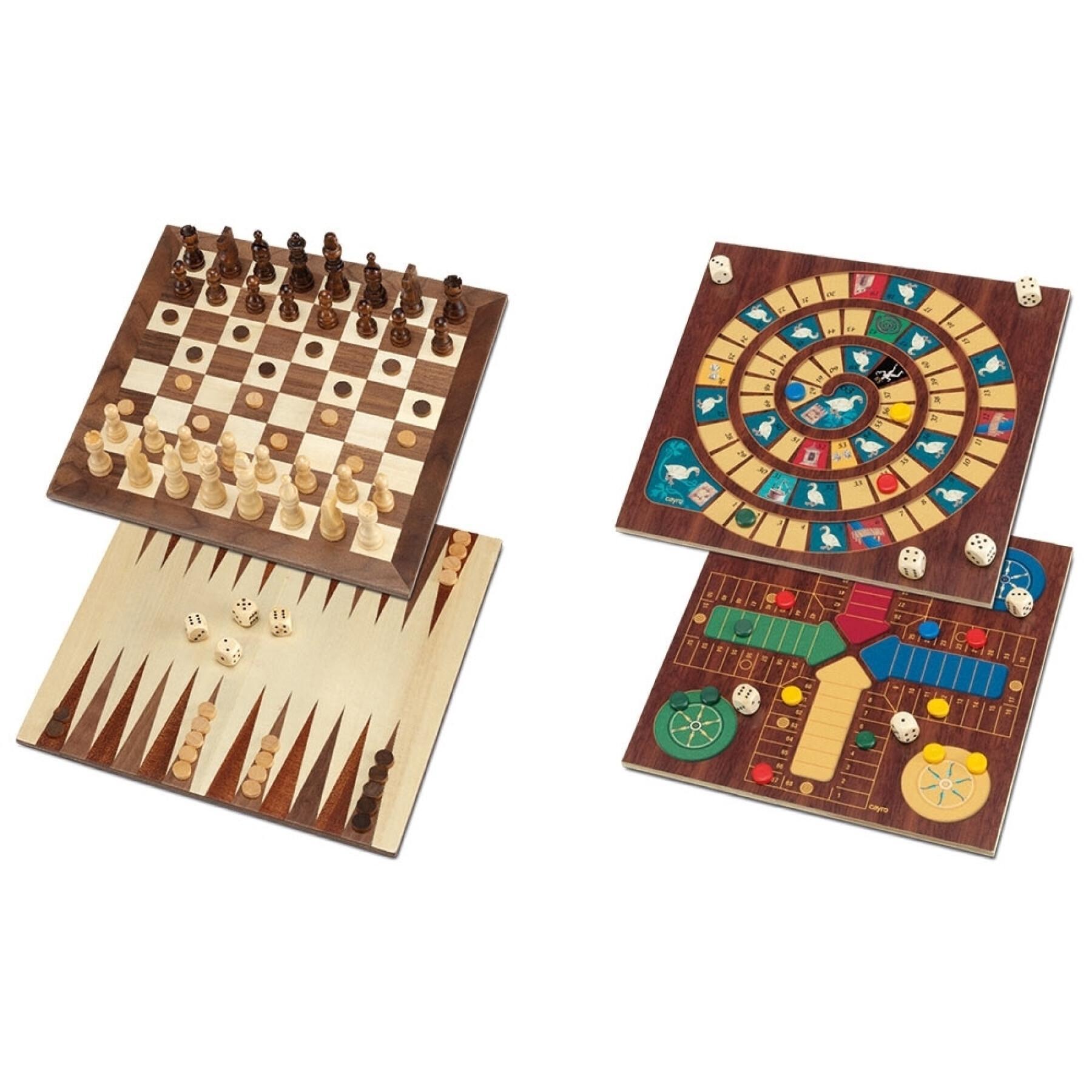 5 giochi da tavolo in 1: oca, parcheesi, scacchi, dama e backgammon Cayro