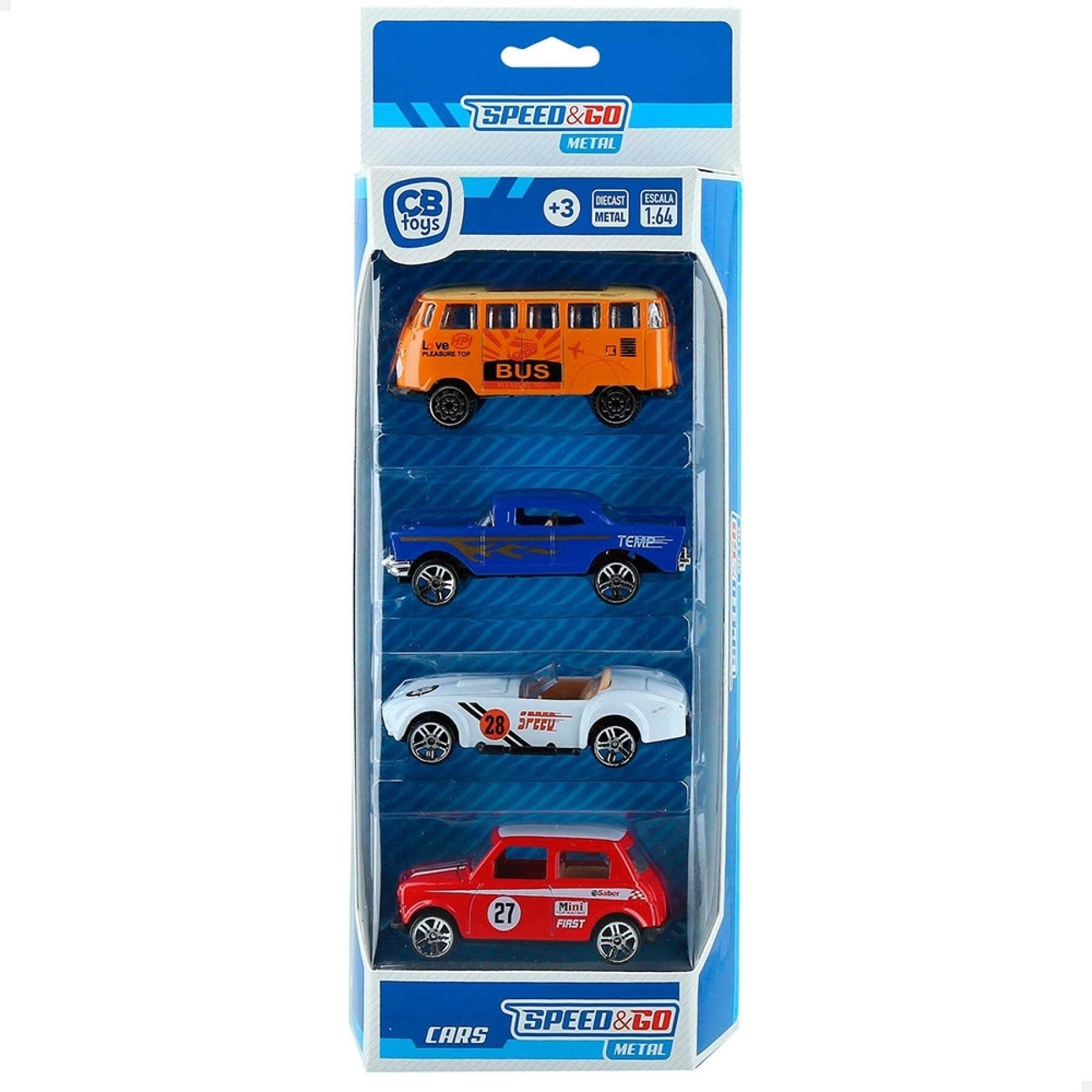 Set di 4 auto assortite in metallo in scala 1:64 CB Toys Speed&go