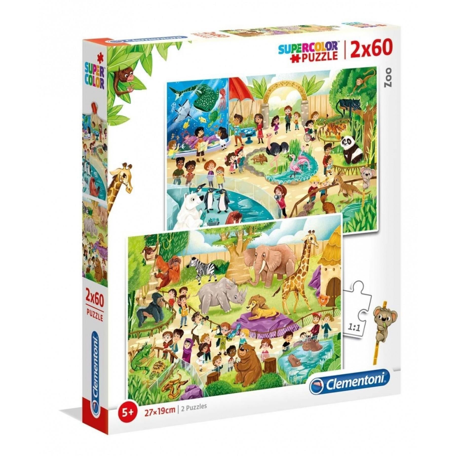 Puzzle da 2 pezzi x 60 pièces Clementoni Zoo