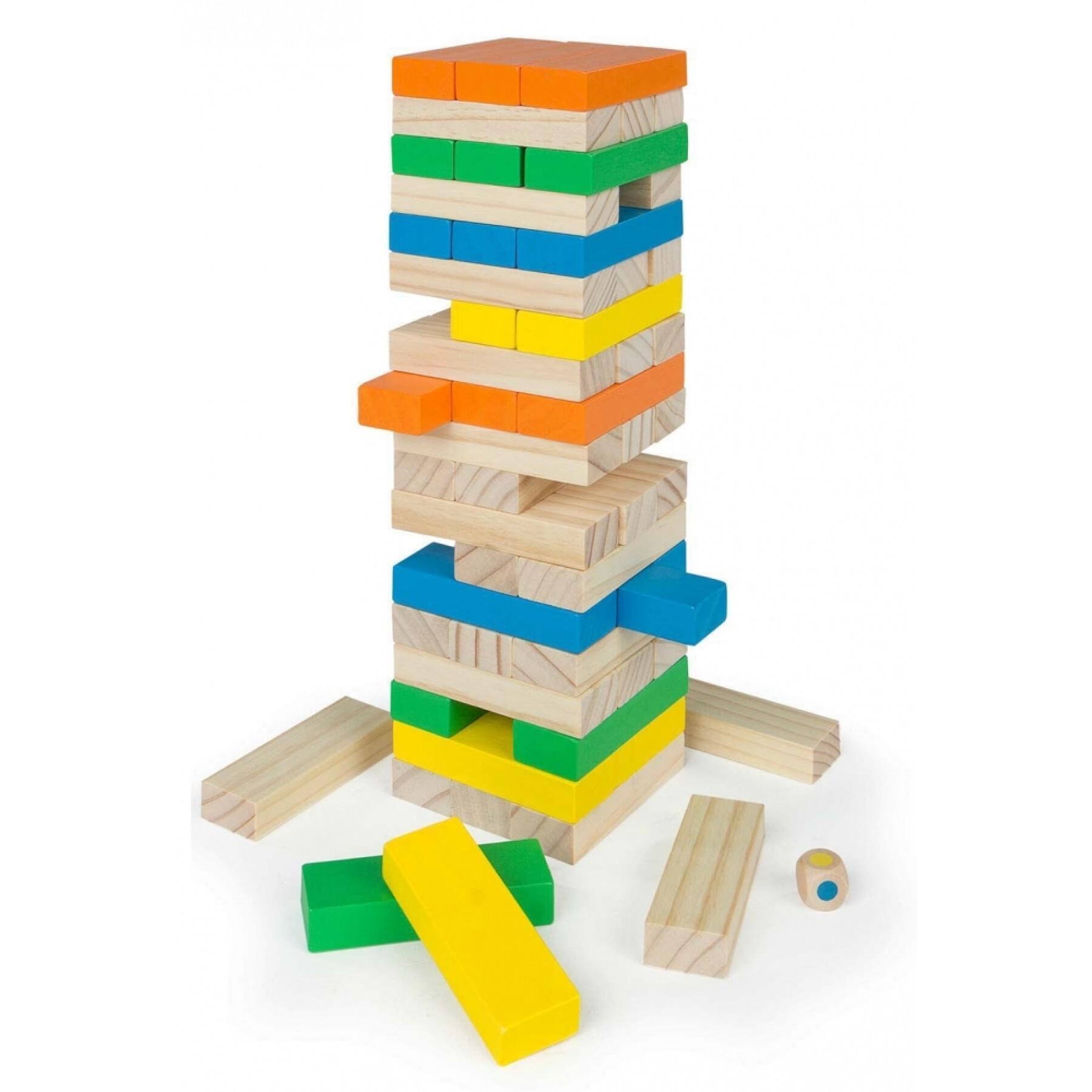 Torre di blocchi di legno 58 pezzi ColorBaby