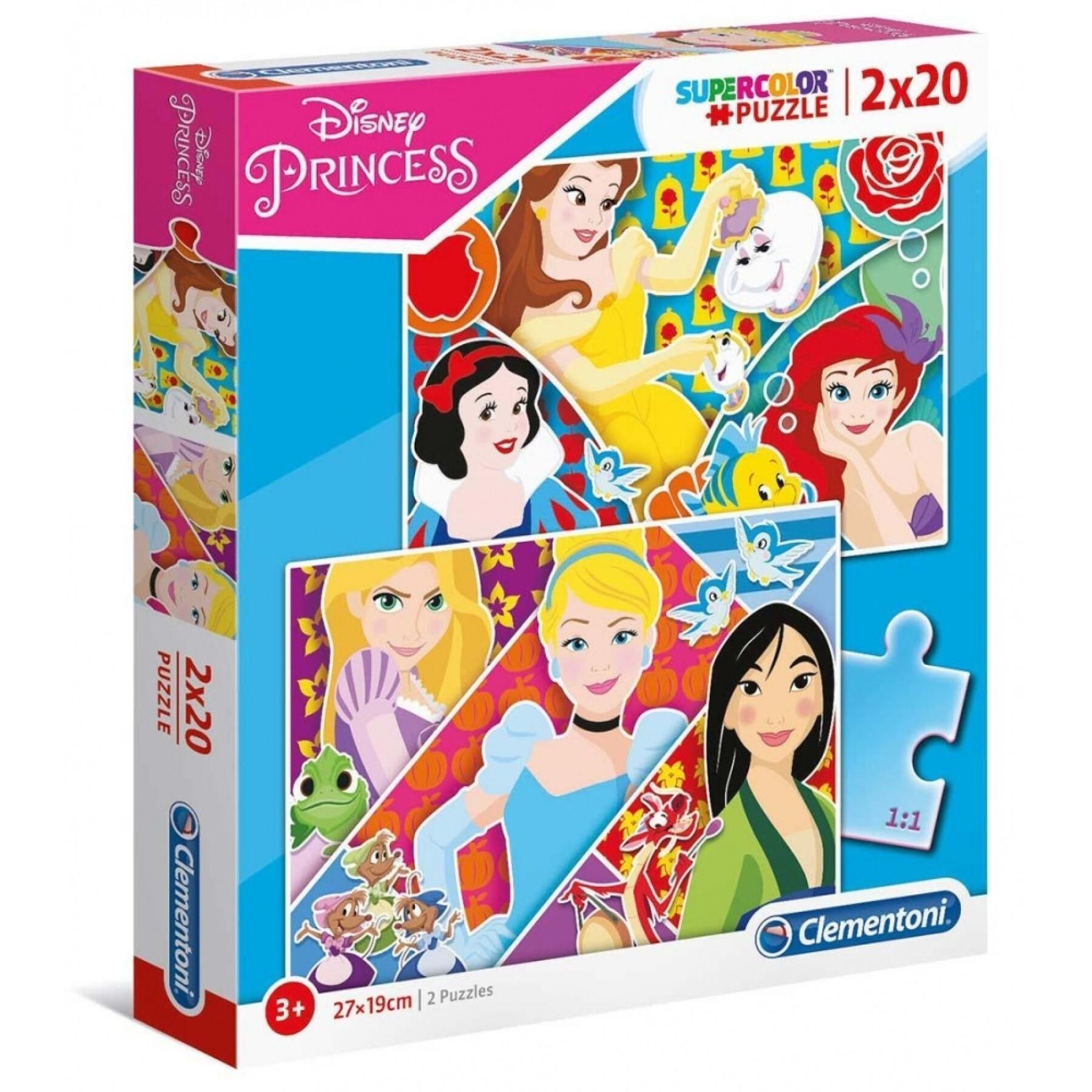 Puzzle da 2 pezzi x 20 pièces Disney Princess