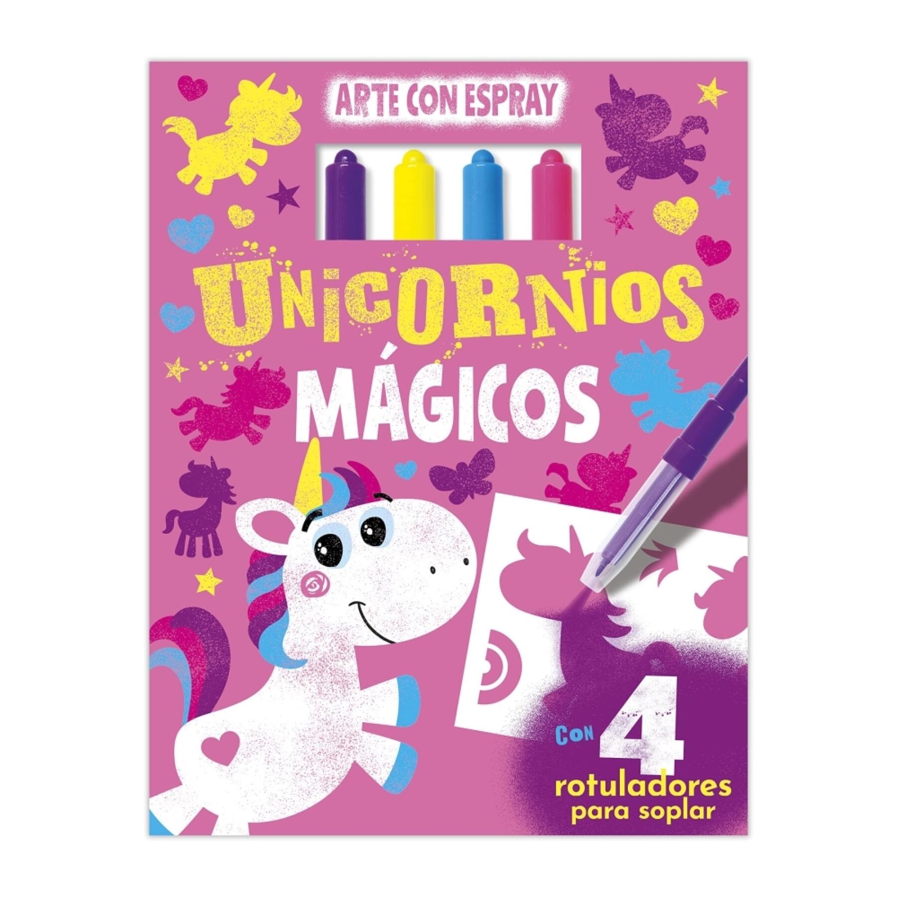 Libro di attività per la spray art degli unicorni magici Edibook