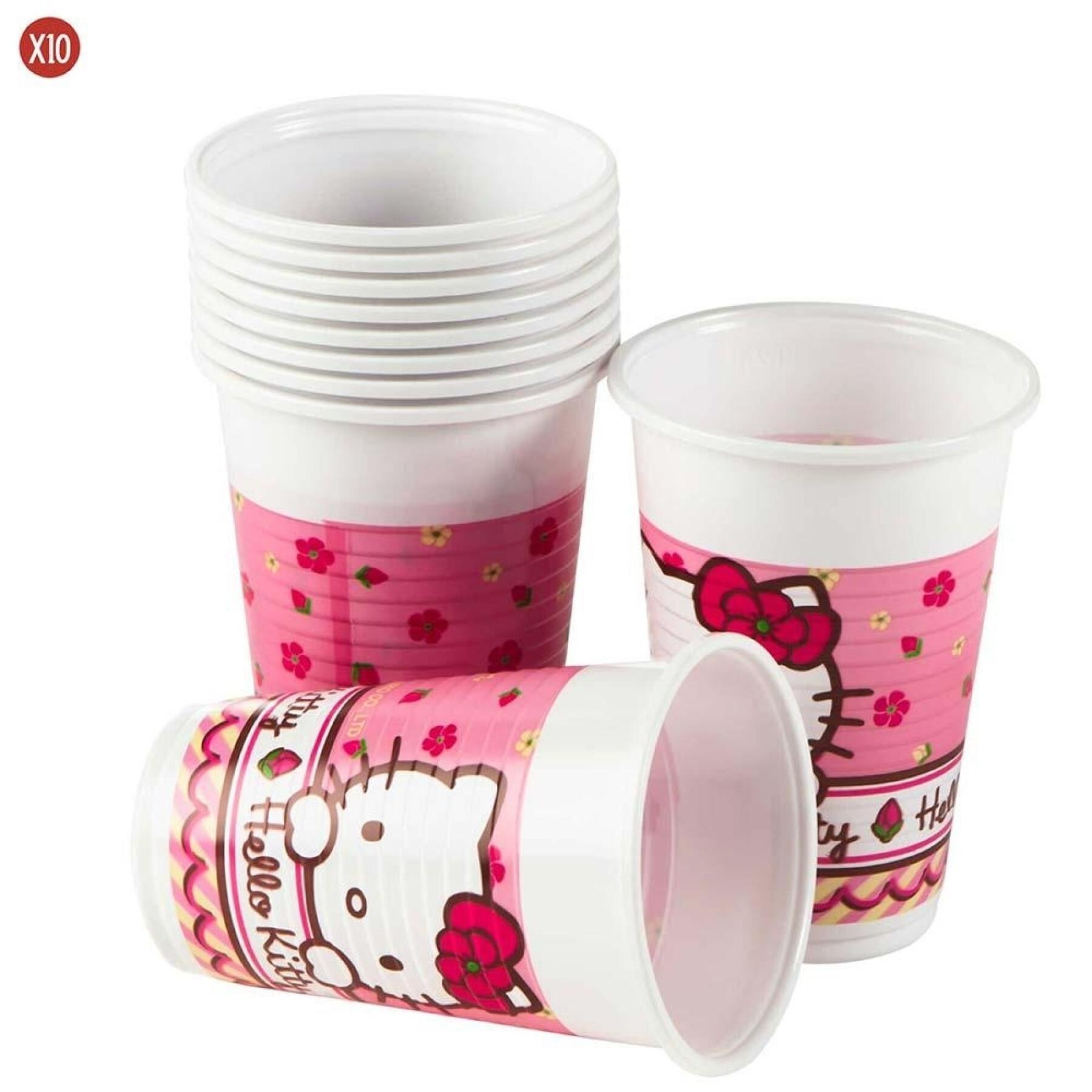Confezione 10 bicchieri di plastica Hello Kitty