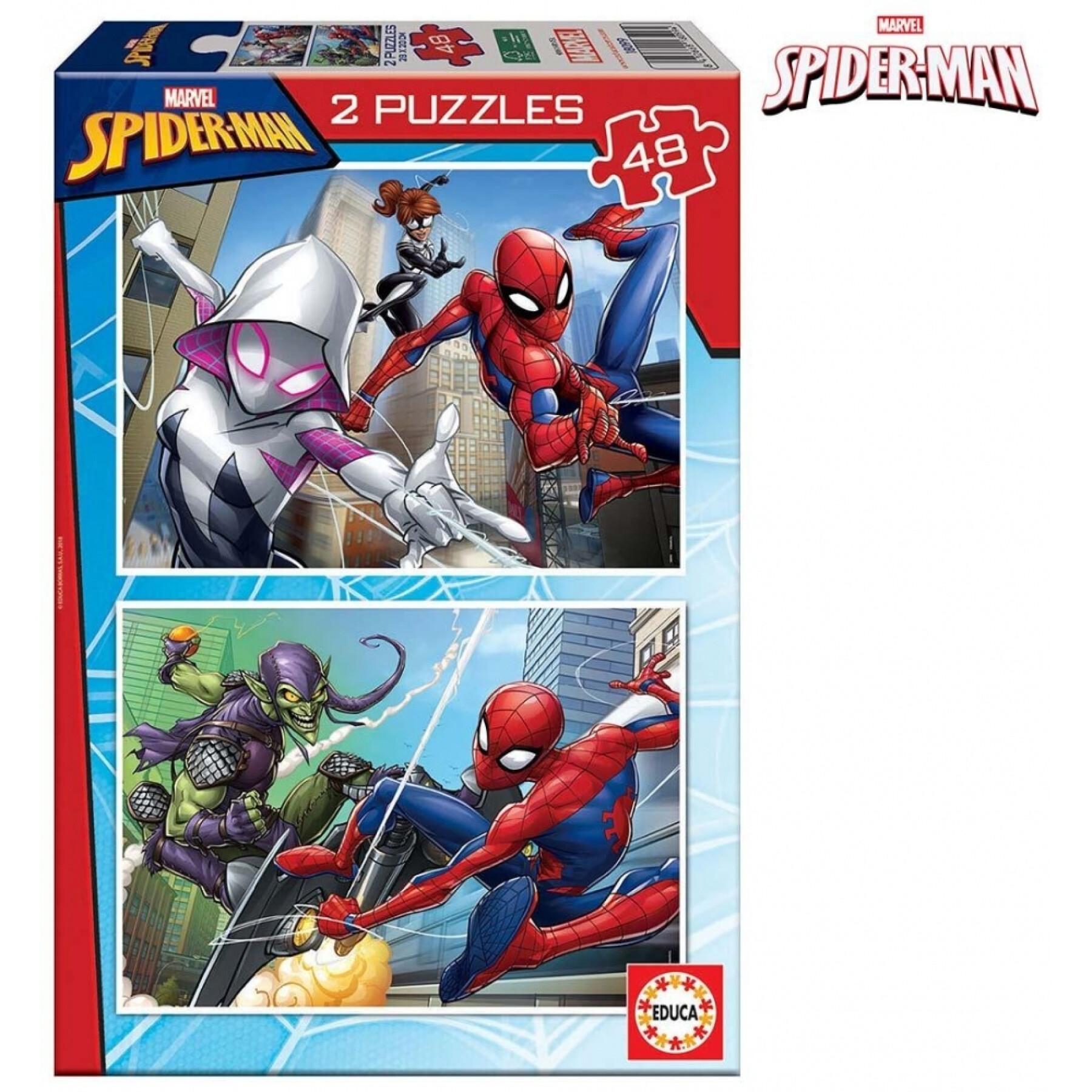 Puzzle da 2 pezzi x 48 pièces Spiderman Marvel