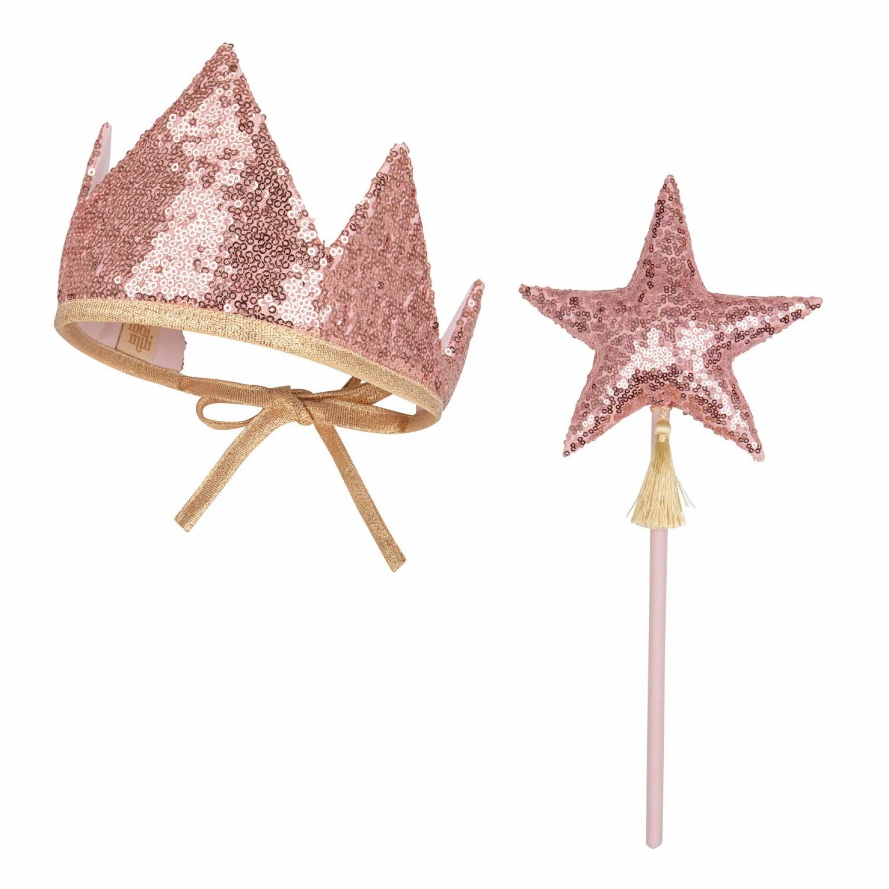 Corona e bacchetta magica Moi Mili Pink Sequins