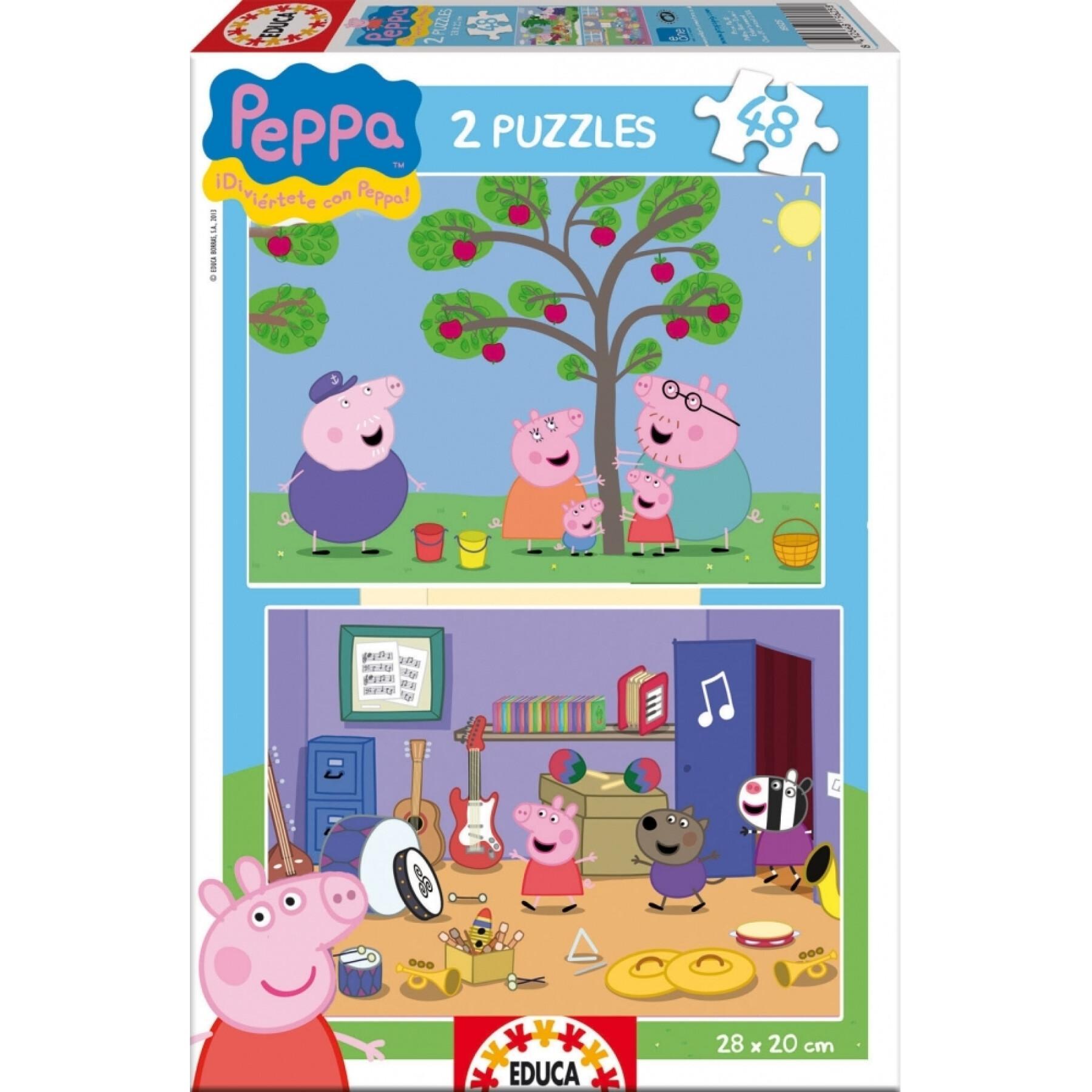 Puzzle da 2 pezzi x 48 pezzi Peppa Pig