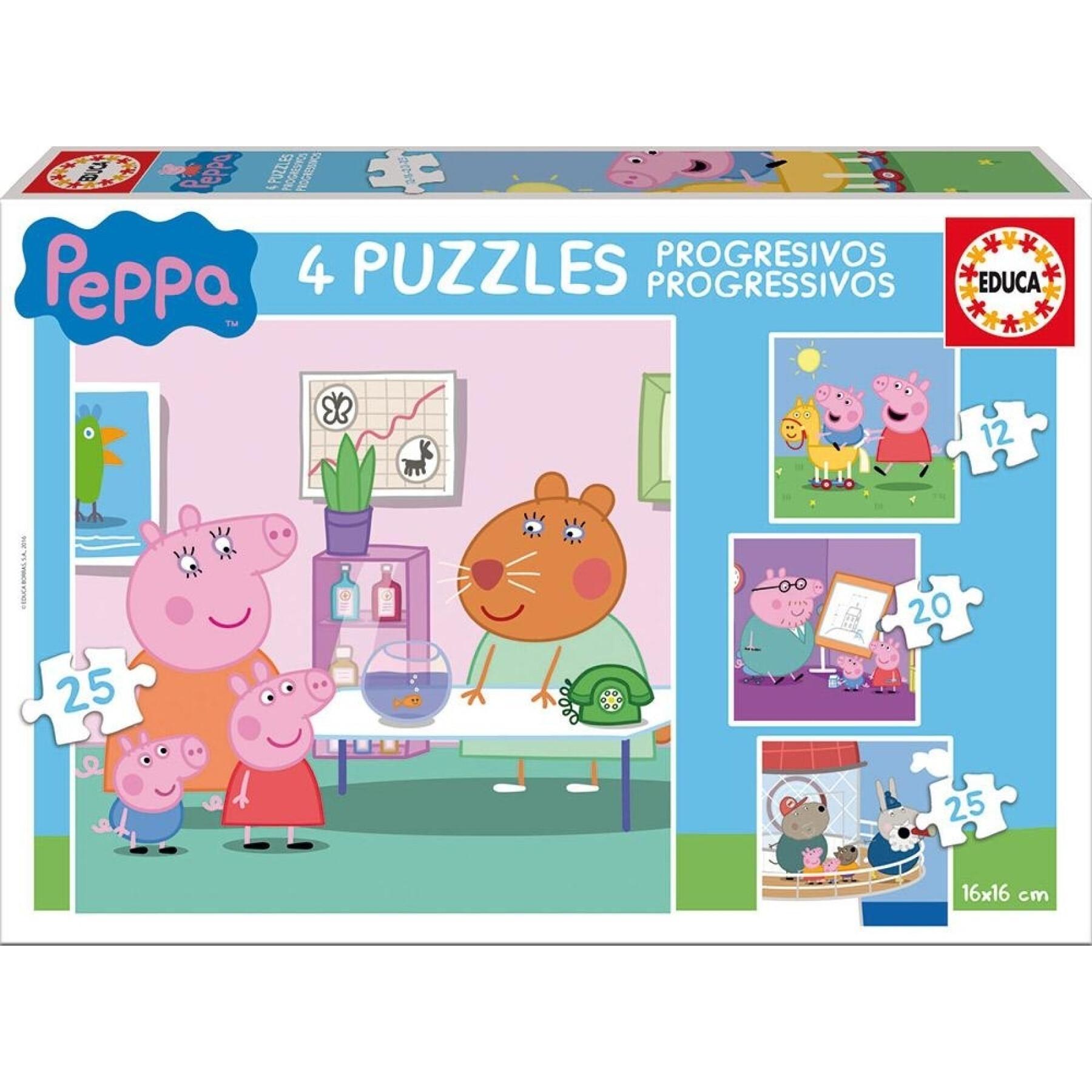 Puzzle progressivo da 12-16-20-25 pezzi Peppa Pig