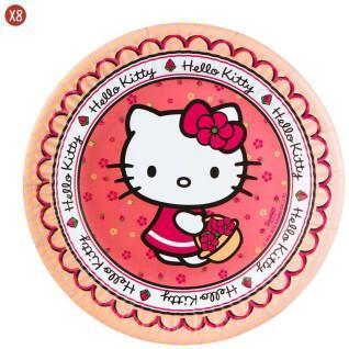 Confezione da 8 piatti di carta Hello Kitty