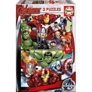 Set di 2 puzzles con 48 pezzi Marvel Avengers