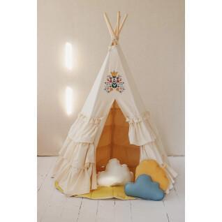 Tenda a soffietto per bambini con fronzoli e tappeto di conchiglie o foglie Moi Mili Folk Honey