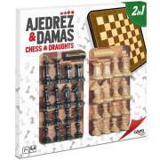 Set di scacchi e dama in legno completo Cayro