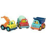 Set di 3 mini camion da cantiere con figure Petit Jour Happy Cruisers